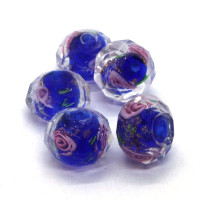 Perle lampwork à facettes en verre 12mm bleu foncé