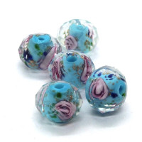 Perle lampwork à facettes en verre 12mm bleu turquoise