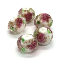 Perle lampwork à facettes en verre 12mm blanc