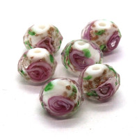 Perle lampwork à facettes en verre 10mm blanc
