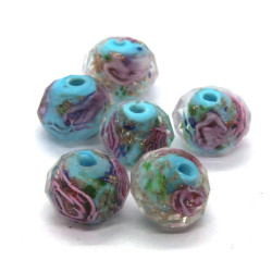 Perle lampwork à facettes en verre 10mm bleu turquoise