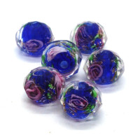 Perle lampwork à facettes en verre 10mm bleu foncé