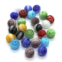 25 Perles millefiori 6mm assortiment motif cercles