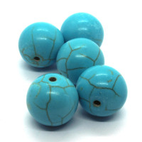 Perles rondes 16mm en pierre imitation turquoise