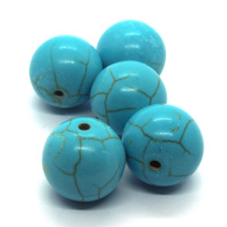 Perles rondes 16mm en pierre imitation turquoise
