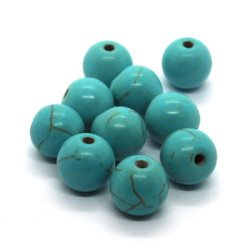 10 Perles rondes 8mm pierre imitation turquoise