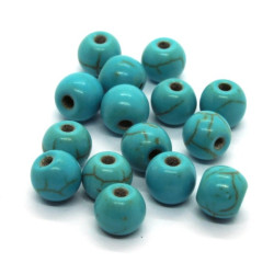 15 Perles rondes 6mm pierre imitation turquoise
