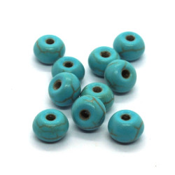 10 Perles rondelles 4x6mm pierre turquoise