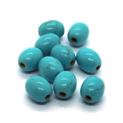 10 Perles olives 6x8mm pierre turquoise