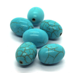 6 Perles olives 10x14mm pierre turquoise