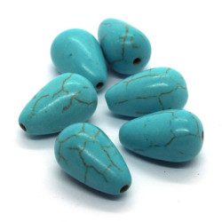 6 Perles goutte 16mm pierre turquoise