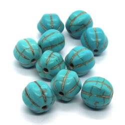 10 Perles citrouille 10mm pierre turquoise