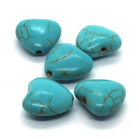 5 Perles coeur 12mm pierre turquoise