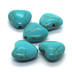5 Perles coeur 12mm pierre turquoise