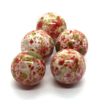 5 Perles rondes en verre marbré 12mm rouge