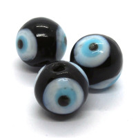 3 Perles rondes Lucky Eye 12mm noir