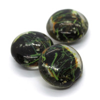 Perle galet en verre 20mm noir