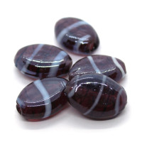 Perle ovale en verre lampwork 19mm prune