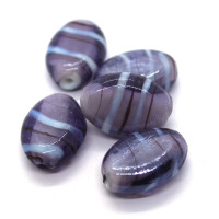 Perle ovale en verre lampwork 19mm violet