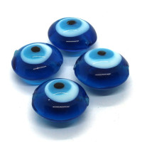 2 Perles oeil disque Lucky Eye 15mm turquoise