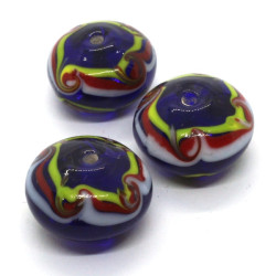 Perle soucoupe lampwork 11x18mm bleu foncé