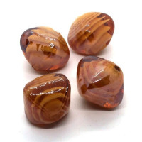 Perle toupie tourbillon en verre 15mm caramel