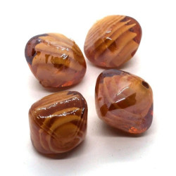 Perle toupie tourbillon en verre 15mm caramel