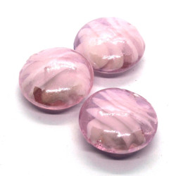 Perle galet en verre lustrée 20mm rose