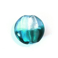 Perle galet bicolore feuille d’argent 20mm émeraude