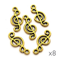 Breloque clef de sol 20mm doré x8