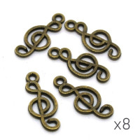 Breloque clef de sol 20mm bronze x8