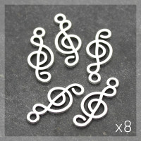 Breloque clef de sol 20mm argent vieilli x8