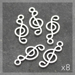 Breloque clef de sol 20mm argent vieilli x8