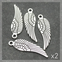 Breloque aile 30mm argent vieilli x2