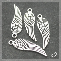 Breloque aile 30mm argent vieilli x2