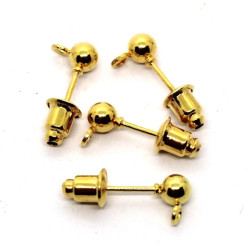 5 Paires boucles d'oreilles clou dorées