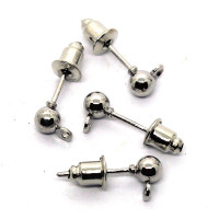 5 Paires boucles d'oreilles clou vieil argent