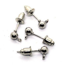 5 Paires boucles d'oreilles clou vieil argent