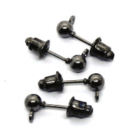 5 Paires boucles d'oreilles clou gunmetal