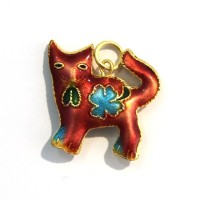 Pendentif cloisonné vert x1