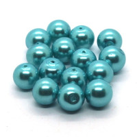 Perles en verre nacrées 8mm turquoise