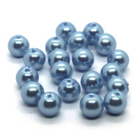 20 Perles nacrées en verre 6mm bleuet
