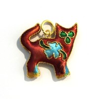 Pendentif cloisonné vert x1