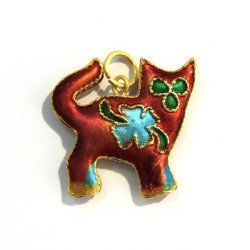 Pendentif cloisonné vert x1