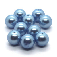 10 Perles nacrées en verre 10mm bleuet