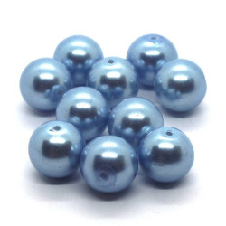 10 Perles nacrées en verre 10mm bleuet