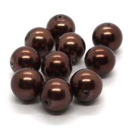 Perles verre nacrées 10mm marron chocolat