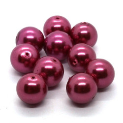10 Perles nacrées en verre 10mm rose fuchsia