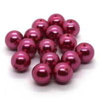 15 Perles nacrées en verre 8mm fuchsia