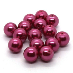 15 Perles nacrées en verre 8mm fuchsia
